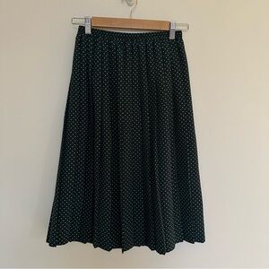 Vintage 6P (est. XS) Women's Green and White Polka Dot Coquette Demure Skirt